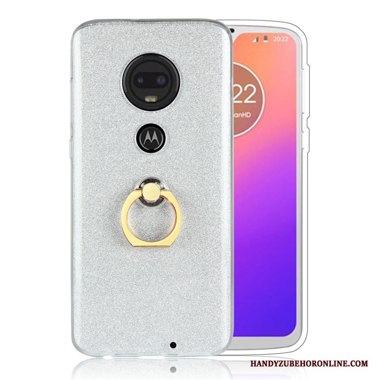 Moto G7 Business Vit Enkel Skydd Skal Telefon Pulver Ring