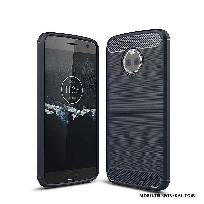 Moto X4 Skal Mode Kostfiber Skydd Blå All Inclusive Mobil Telefon Silikon