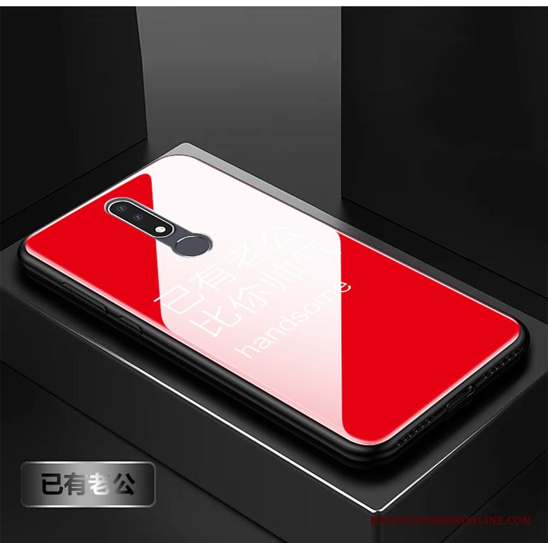 Nokia 3.1 Plus Kreativa Net Red Fodral Par Skal Telefon Röd Glas