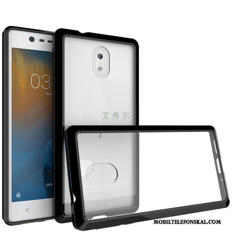 Nokia 3 Fallskydd Mjuk Svart Skal Telefon Fodral Transparent