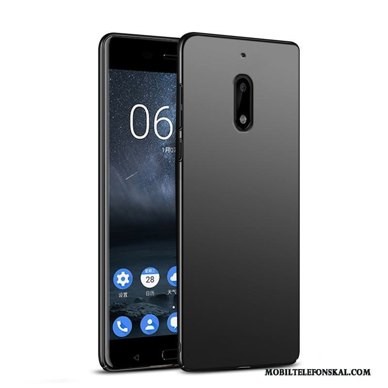 Nokia 6 Skal Slim Hård Svart Telefon Nubuck Fodral