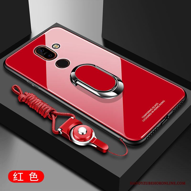 Nokia 7 Plus Skal Skydd Röd Silikon Net Red Fallskydd Glas Trend