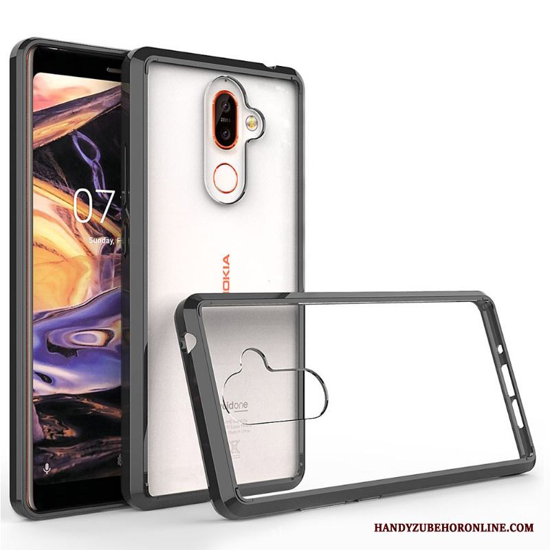 Nokia 7 Plus Svart Fodral Frame Fallskydd Skal Telefon Transparent