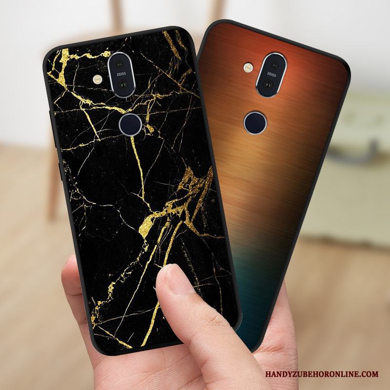 Nokia 8.1 Kreativa Svart Nubuck Skal Telefon All Inclusive Fodral Skydd