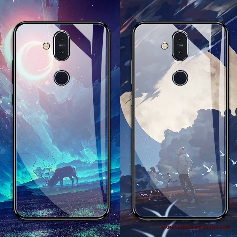 Nokia 8.1 Skal All Inclusive Trend Fallskydd Glas Blå Kreativa Personlighet