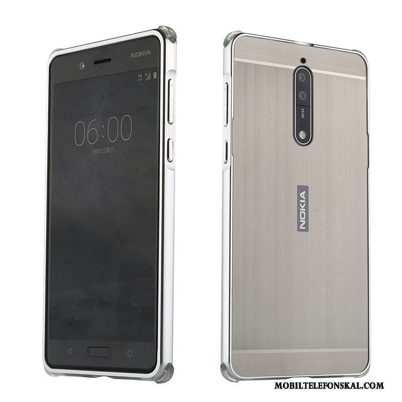 Nokia 8 Metall Trend Silver Personlighet Frame Skal Telefon Hård