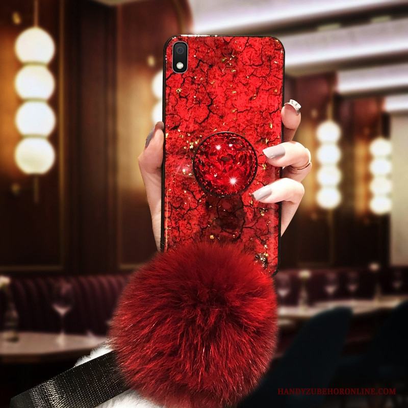 Samsung Galaxy A10 Röd Skal Stjärna Telefon Fodral Strass