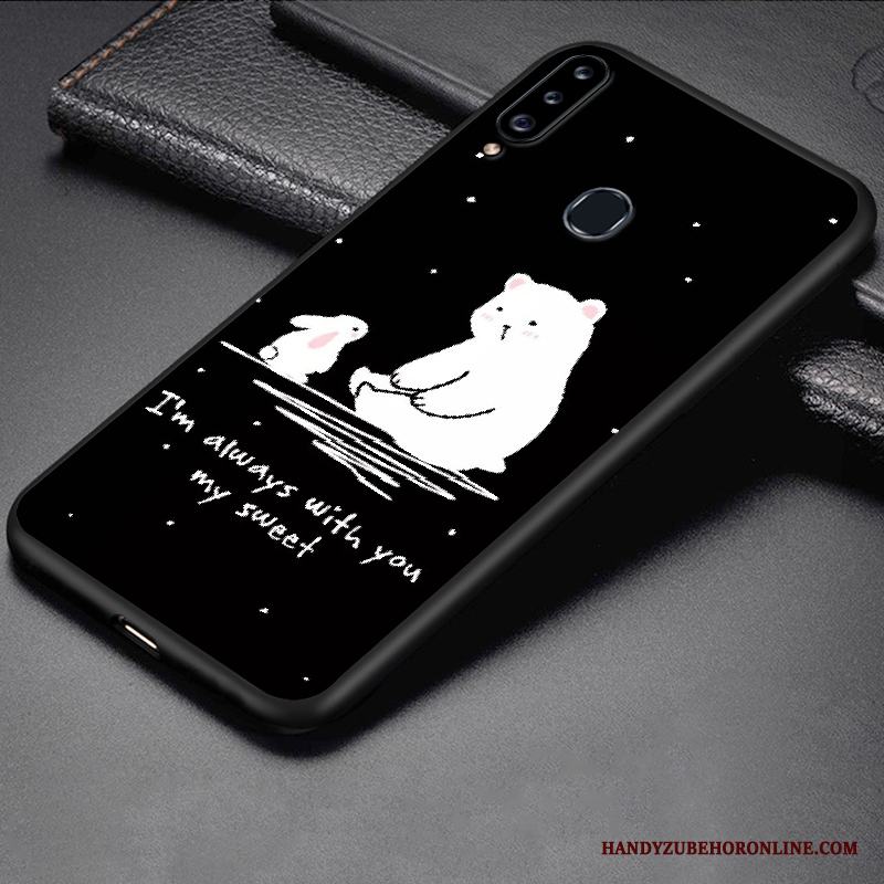 Samsung Galaxy A20s Svart Silikon Nubuck Skal Telefon Skydd Stjärna Fodral