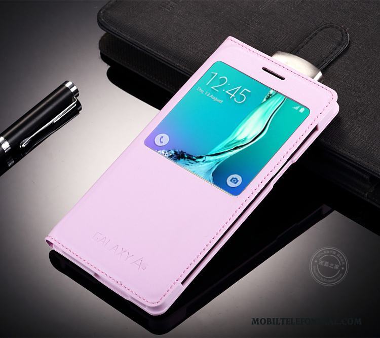 Samsung Galaxy A3 2015 Mobil Telefon Läderfodral Skal Telefon Rosa Stjärna Skydd Ny