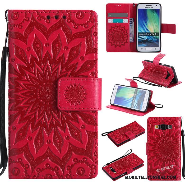 Samsung Galaxy A3 2015 Stjärna Röd Fodral Skal Telefon Mobil Telefon Läderfodral Ny