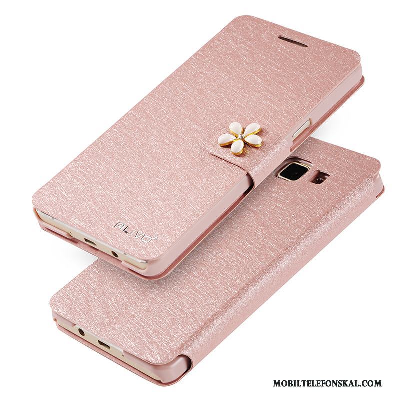 Samsung Galaxy A5 2015 Läderfodral Stjärna Rosa Guld Skydd Skal Telefon Clamshell Mobil Telefon