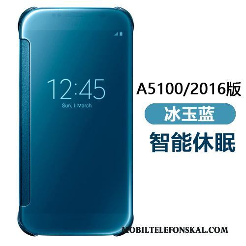 Samsung Galaxy A5 2016 Skydd Skal Telefon Fodral Blå Spegel Läderfodral Täcka