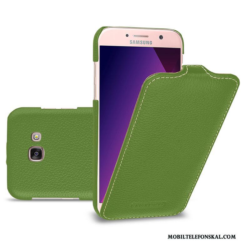Samsung Galaxy A5 2017 Mobil Telefon Fodral Skydd Grön Skal Telefon Äkta Läder Stjärna