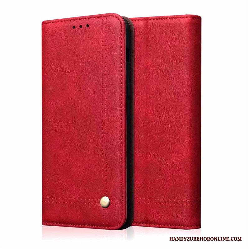 Samsung Galaxy A50 Skal Telefon Röd Täcka Kort Stjärna Läderfodral Fallskydd
