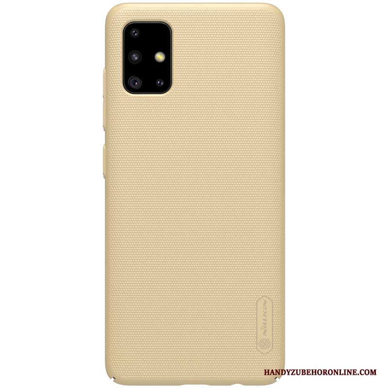 Samsung Galaxy A51 Skal Telefon Fallskydd Guld Hård Nubuck Stjärna Support