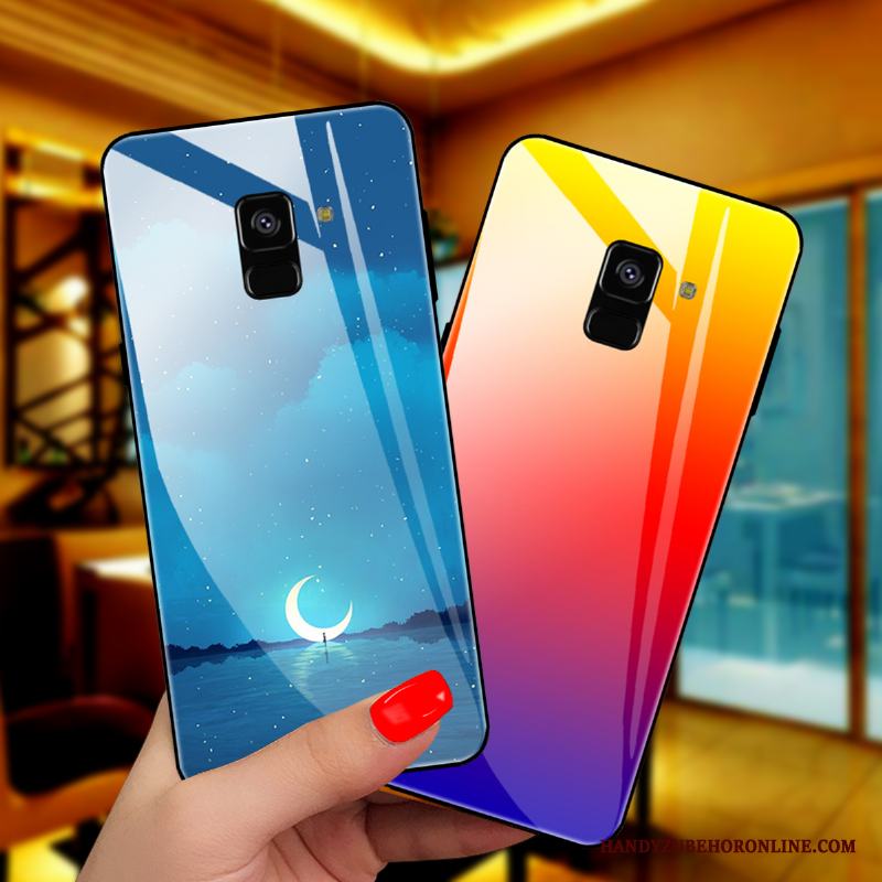 Samsung Galaxy A6 Kreativa Blå Skal Telefon Spegel Trend Varumärke Skydd Härdat Glas