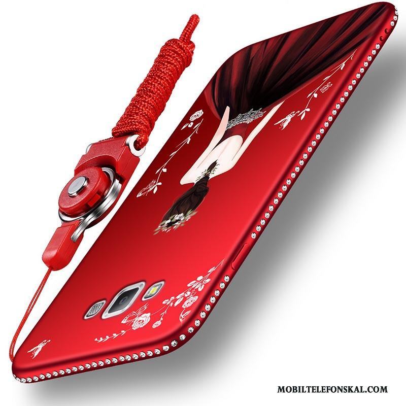Samsung Galaxy A7 2015 Röd Skydd Nubuck Skal Telefon Silikon Stjärna Mjuk