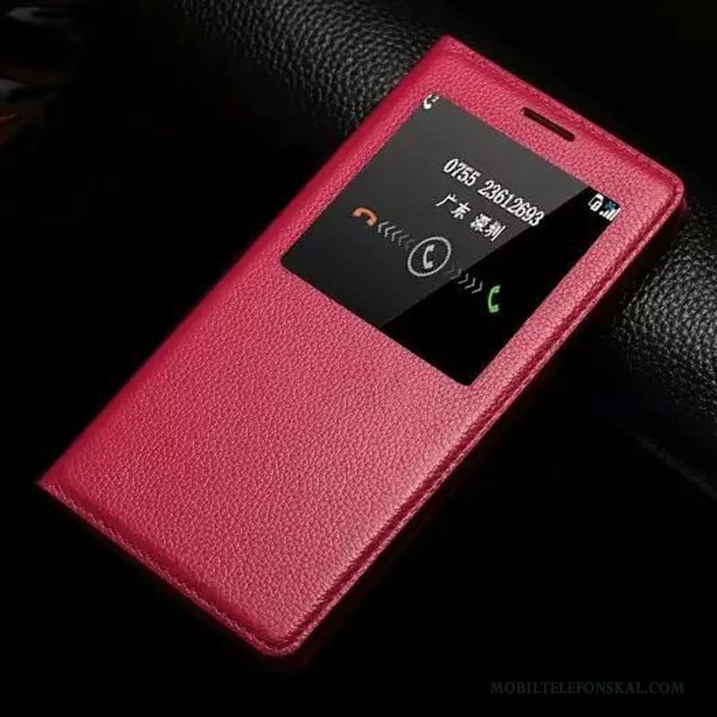 Samsung Galaxy A7 2015 Röd Stjärna Läderfodral Täcka Fallskydd Skal Telefon Mobil Telefon