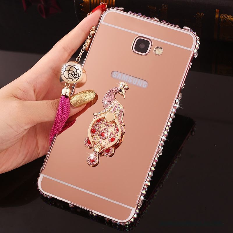 Samsung Galaxy A7 2016 Strass Fodral Skal Telefon Frame Med Strass Rosa Guld Metall