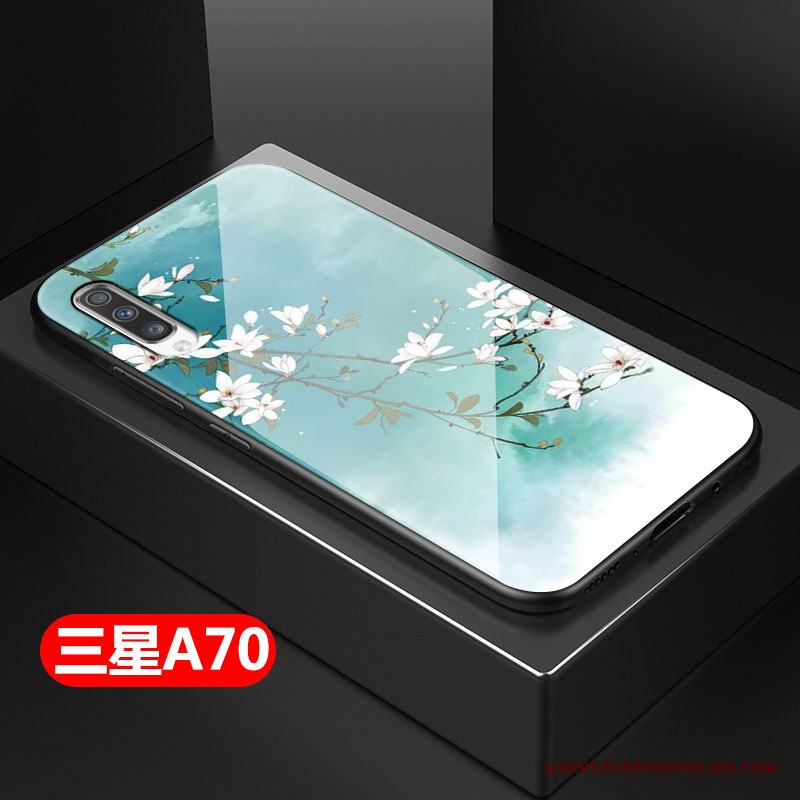 Samsung Galaxy A70 Glas Fallskydd Kinesisk Stil Skal Telefon Stjärna Hård Grön