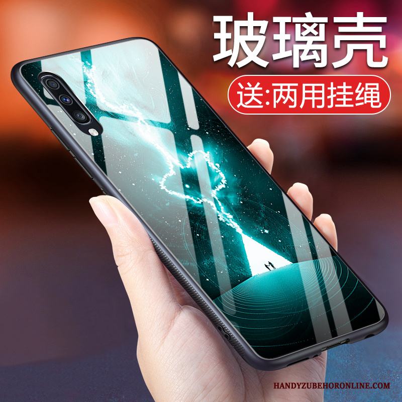 Samsung Galaxy A70 Skal Personlighet Silikon Grön Trend Kreativa Glas Mjuk