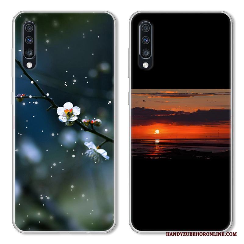 Samsung Galaxy A70 Tecknat Skal Telefon Fallskydd Fodral Silikon Svart Mjuk