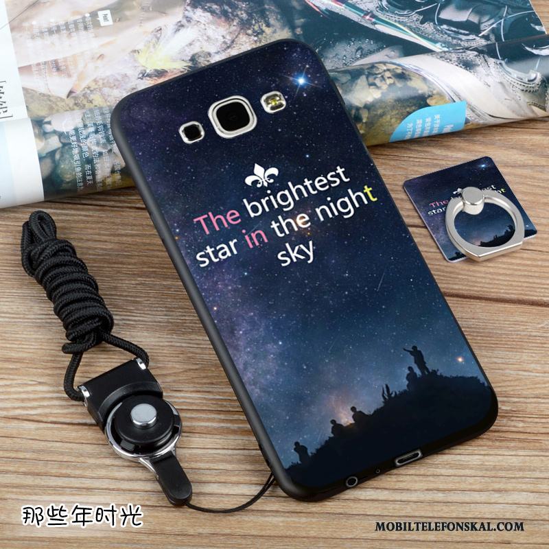 Samsung Galaxy A8 Europa Skal Nubuck Blå Silikon Stjärna Svart