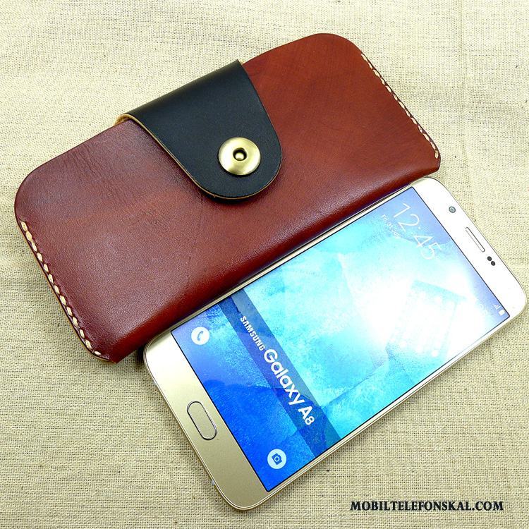 Samsung Galaxy A8 Skal Äkta Läder Läderfodral Mobil Telefon Stjärna Handgjord Midjeväska