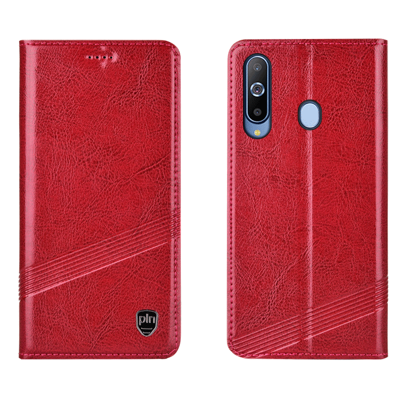 Samsung Galaxy A8s Äkta Läder Röd Läderfodral Skal Telefon All Inclusive Mobil Telefon Stjärna