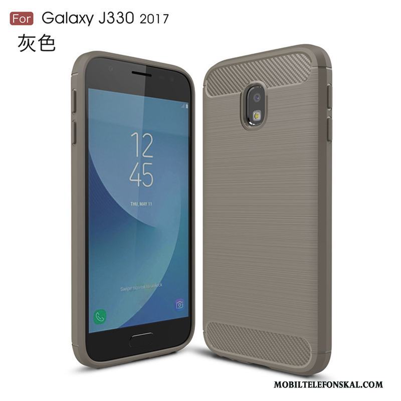 Samsung Galaxy J3 2017 Fallskydd Silikon Grå Skal Telefon Fodral Stjärna Mjuk