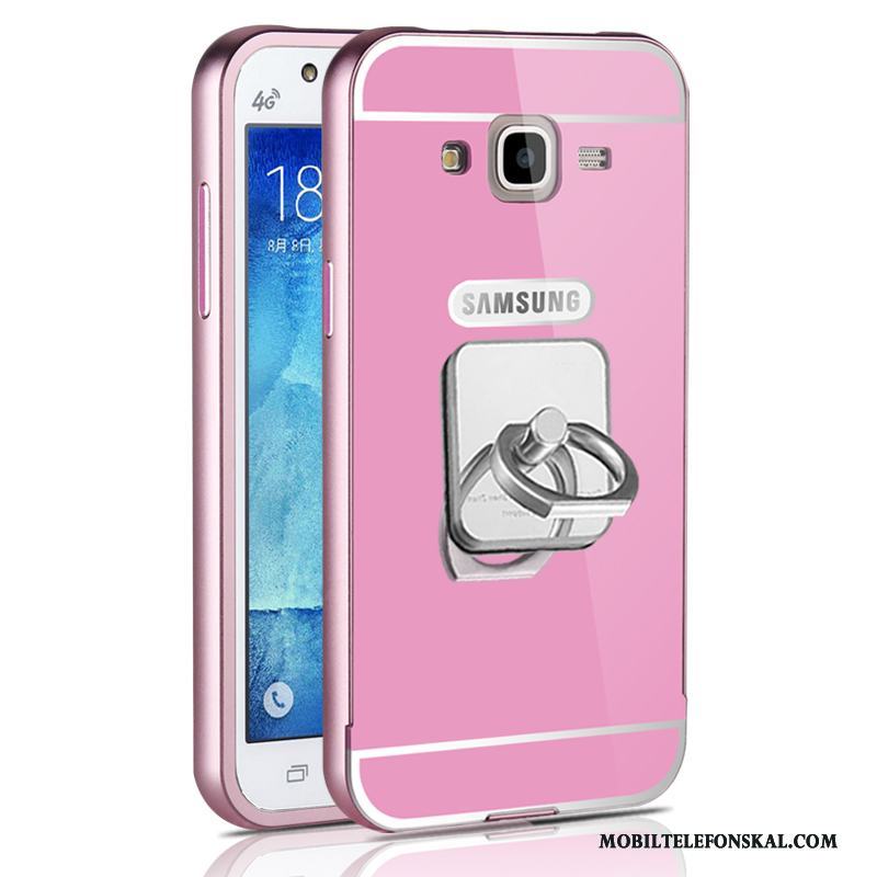 Samsung Galaxy J5 2015 Skal Frame Stjärna Fodral Rosa Metall Silver