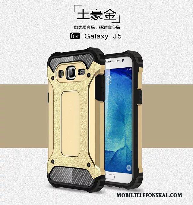 Samsung Galaxy J5 2015 Stjärna Fallskydd Fodral Armor Guld All Inclusive Skal Telefon