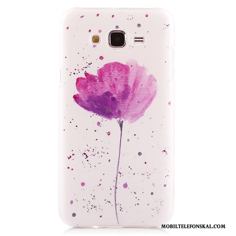 Samsung Galaxy J7 2015 Färg Skal Nubuck Blommor Skydd Målade Fodral