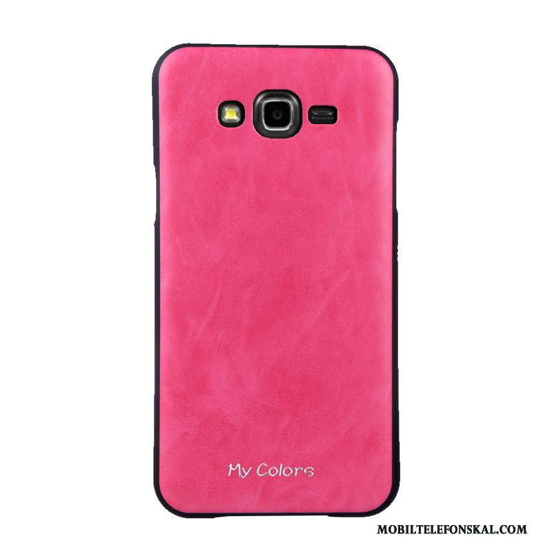 Samsung Galaxy J7 2015 Skydd Fodral Mjuk Skal Telefon Röd Business Imiterat Läder
