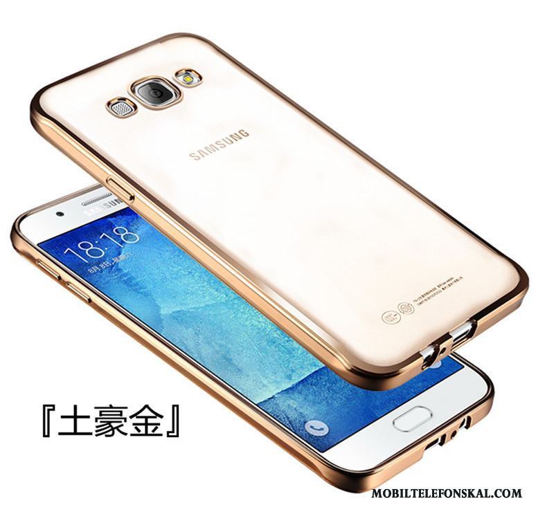 Samsung Galaxy J7 2016 Transparent Plating Skal Guld Silikon Stjärna Mjuk