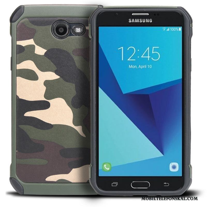 Samsung Galaxy J7 2017 Skal Fallskydd Kamouflage Silikon Grön Trend Fodral Mjuk