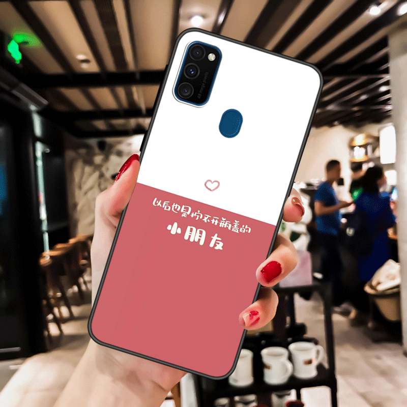 Samsung Galaxy M30s Par Net Red Skal Telefon Fodral Fallskydd Mjuk Nubuck