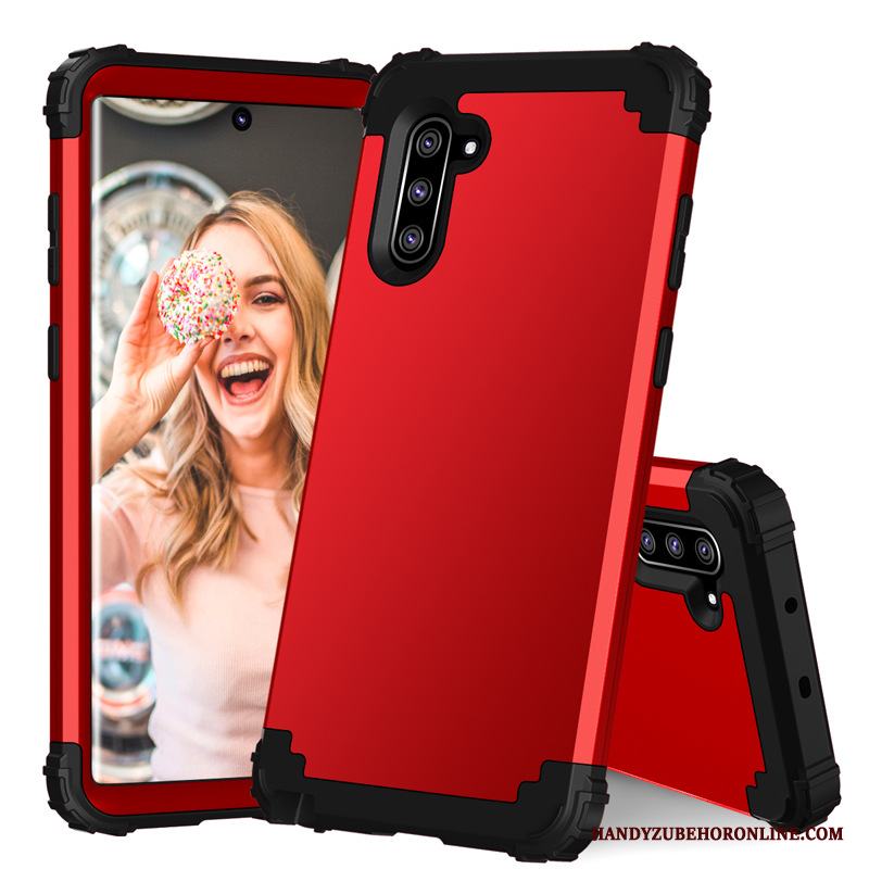 Samsung Galaxy Note 10 Fodral Silikon Röd Skydd Stjärna Skal Telefon