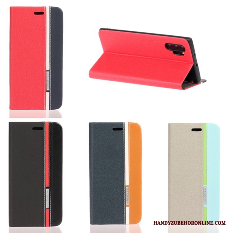 Samsung Galaxy Note 10+ Mjuk Stjärna Skydd Läderfodral Röd Skal Mobil Telefon