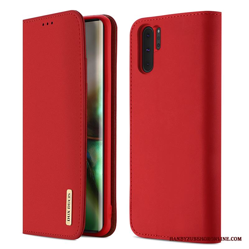 Samsung Galaxy Note 10+ Skal Telefon Läderfodral Stjärna Röd