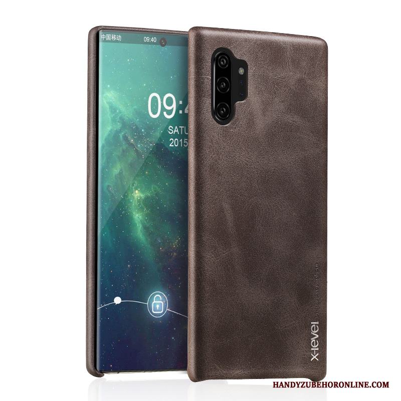 Samsung Galaxy Note 10+ Skydd Läder Skal Telefon Stjärna Retro Mörk Fodral