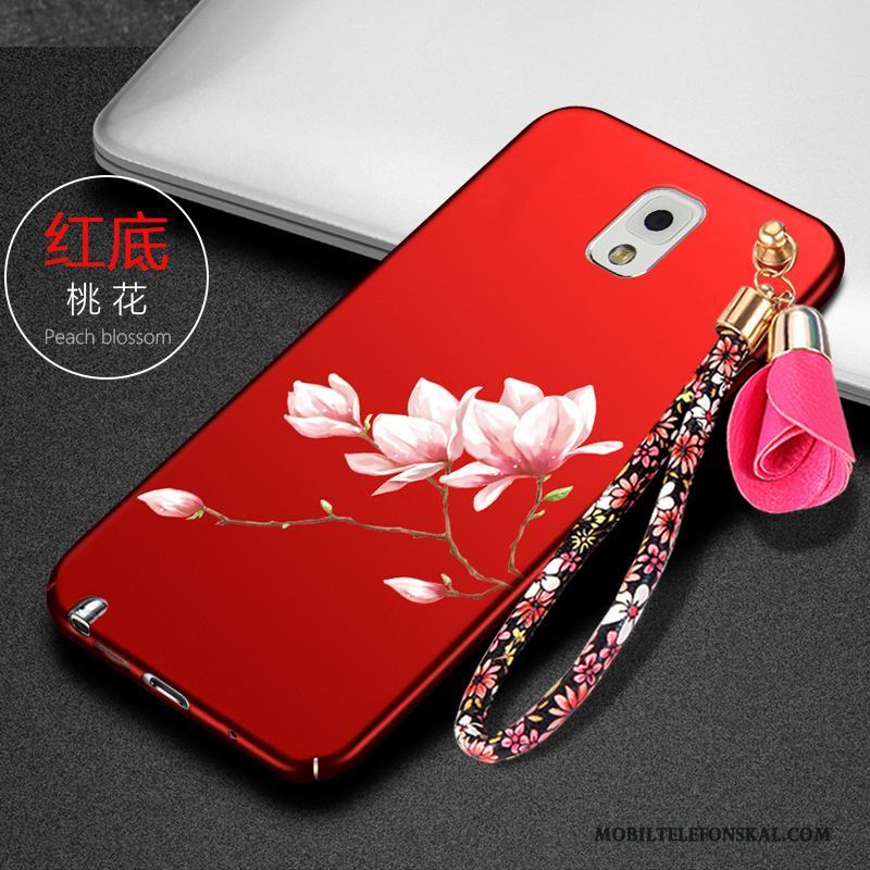 Samsung Galaxy Note 3 Cow Fodral Blommor Silikonskal Röd Skal Telefon Skydd