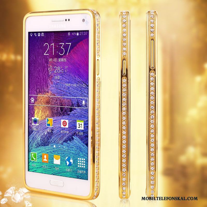 Samsung Galaxy Note 4 Skal Telefon Guld Metall Stjärna Trend Fodral Frame