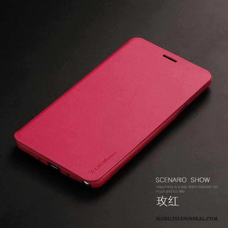 Samsung Galaxy Note 4 Slim All Inclusive Skal Telefon Fodral Röd Stjärna Clamshell