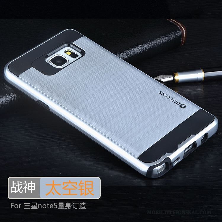 Samsung Galaxy Note 5 Skal Fallskydd Silver Fodral Silikon Grå Mjuk Trend