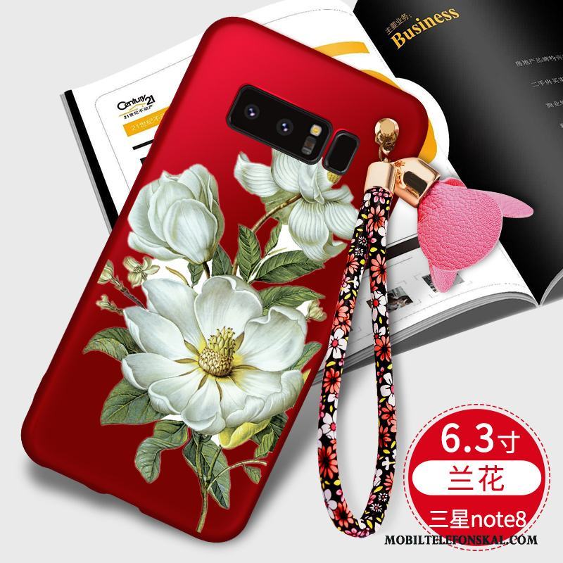Samsung Galaxy Note 8 All Inclusive Fallskydd Hängsmycken Silikon Skal Telefon Mjuk Röd