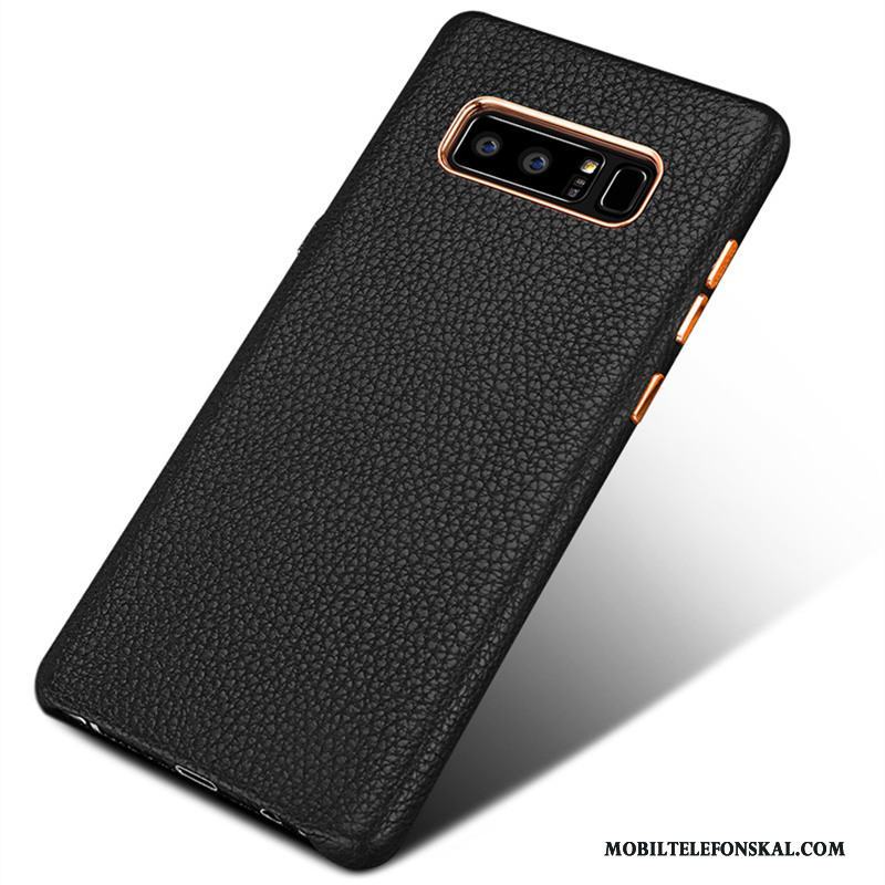 Samsung Galaxy Note 8 Fallskydd Stjärna Skal Telefon Fodral Mobil Telefon Äkta Läder Svart