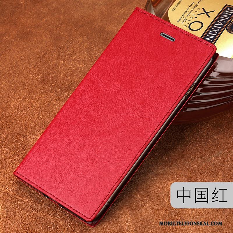Samsung Galaxy Note 8 Skal Skydd Röd Äkta Läder Enkel Slim Stjärna All Inclusive
