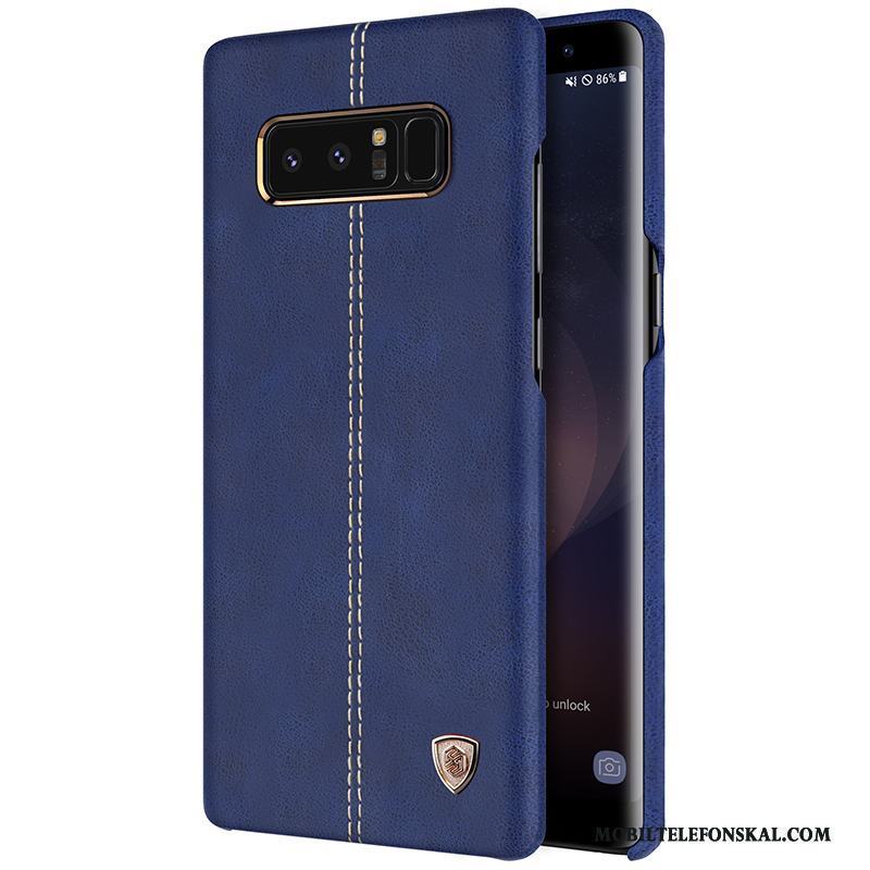 Samsung Galaxy Note 8 Skal Telefon Fallskydd Stjärna Fodral Blå Läder Guld