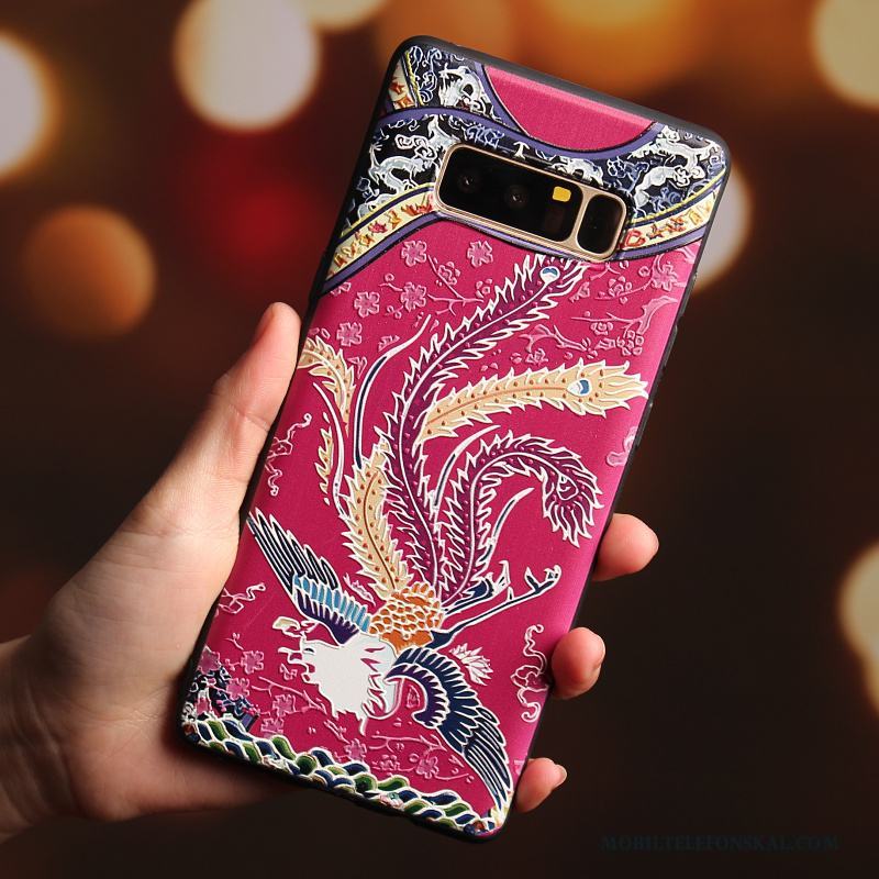 Samsung Galaxy Note 8 Skal Telefon Fodral Kinesisk Drake Röd Fallskydd Målade Stjärna